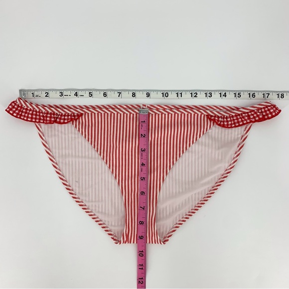 Aerie NWOT Red and White Gingham Striped Ruffle Detail Bikini Bottom, Large - Picture 15 of 16